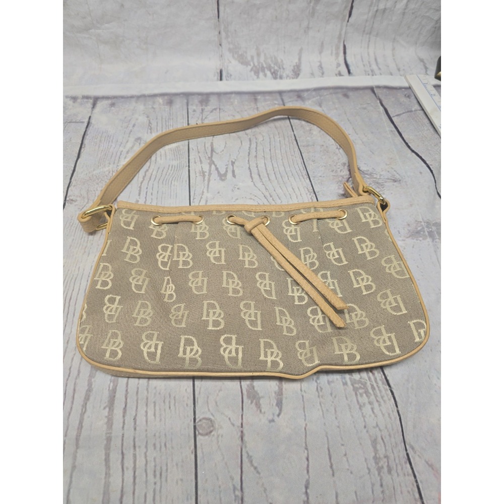 Vintage Dooney & Bourke 1975 Signature Monogram Purse – Gray/Blue Canvas